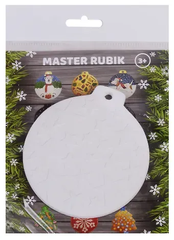 Барельеф гипсовый для творчества Шарик-Звездочки (33) (Новогодние украшения) (3+) (упаковка) (Master Rubik)