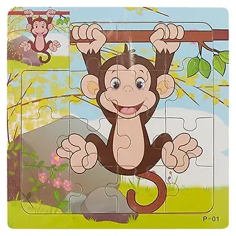 Развивающие рамки Обезьяна, 15*15см, дерево