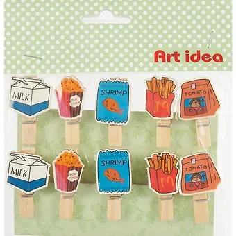 Набор прищепок Еда (pr-006) (10 шт. ) (упаковка) (Art idea)