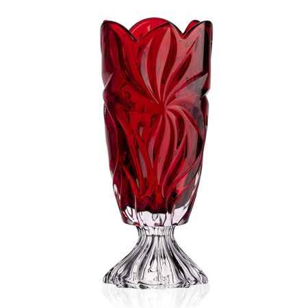 Ваза Aurum-Crystal Flora red на ножке 36.5 см