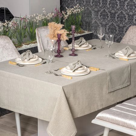 Набор Cotton Box скатерть,дорожка, 6 салфеток коричневый