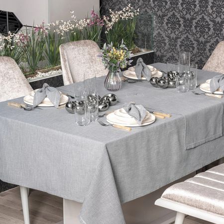 Набор Cotton Box скатерть,дорожка, 6 салфеток серый