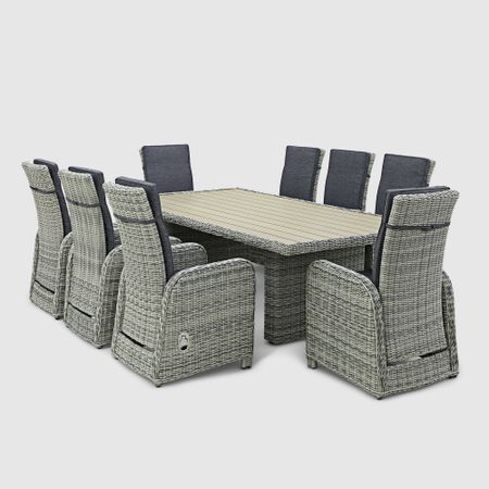 Комплект мебели Yuhang из искусственного ротанга серый 9 предметов