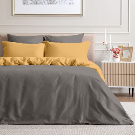 Постельное белье Вулканический серый и Летний желтый