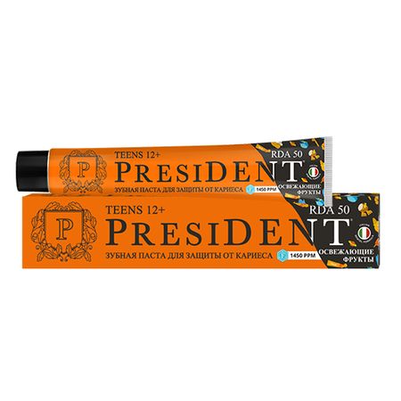 Зубная паста детская President Fresh tropic с фтором, 12+ лет, 70 г