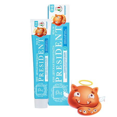 Зубная паста детская President Пломбир 3-6 лет, 50 RDA, 70 г