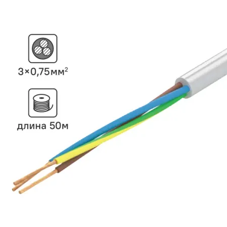 Провод Tdm Electric ПВС 3x0.75 50 м ГОСТ цвет серый