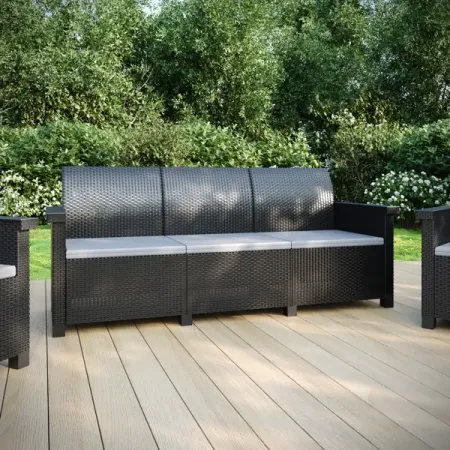 Диван садовый BEGINIA Basegi 189.5x69.5x79 см полипропилен темно-серый