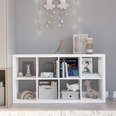 Стеллаж Тамбурат 8 секций KONSENSA 74.8x143.7x31.7 см ЛДСП цвет белый