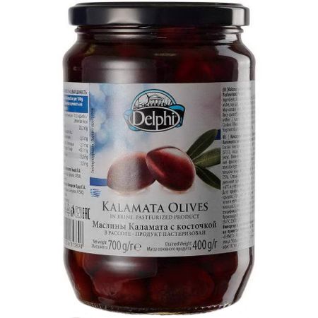 Маслины Каламата DELPHI с косточкой в рассоле 700 г