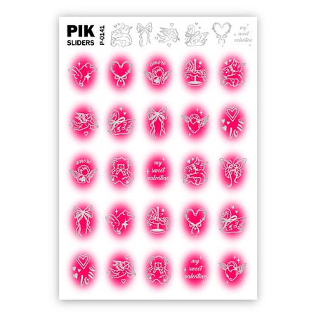Слайдеры PIK Слайдеры для ногтей P-141 Корейский градиент Розовый Фольга
