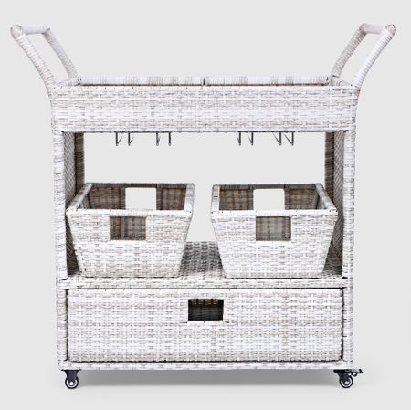 Стол-тележка Yuhang из искусственного ротанга бежевый 100х57х100 см