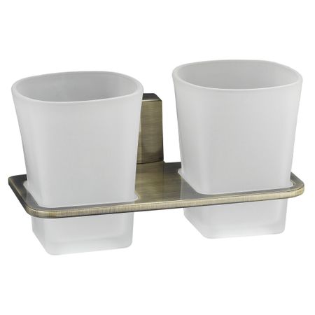 Стакан для ванной WasserKraft Exter с держателем двойной стекло матовый/металл светлая бронза (K-5228D)