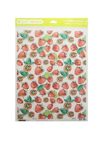 Рисовая бумага для декупажа Craft Premier Клубника (CP01505) (А3) (25г/м) (упаковка)