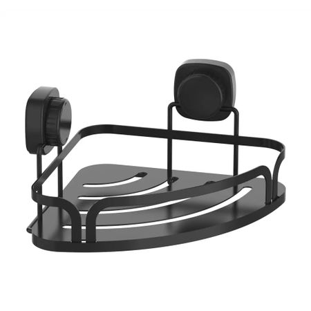 Полка настенная Zalger угловая на вакуумных присосках чёрная