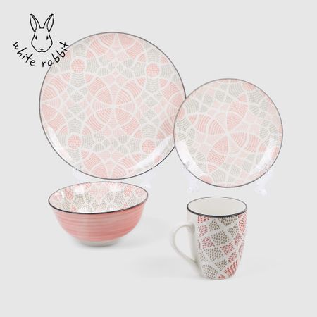 Набор посуды White Rabbit Mosaic Pink 16 предметов