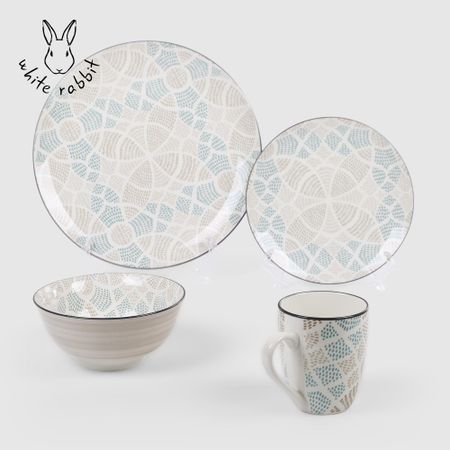 Набор посуды White Rabbit Mosaic Blue 16 предметов