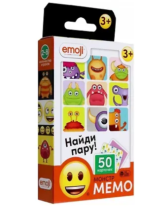 Эмоджи Настольная игра Мемо черная Монстры