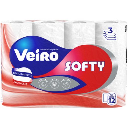 Бумага туалетная Veiro 3 слоя 12 рулонов