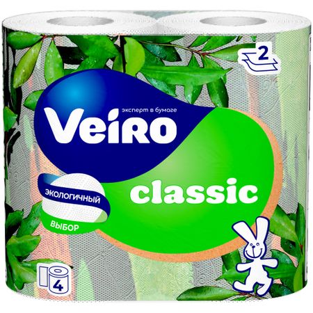 Бумага туалетная Veiro Classic 2 слоя 4 рулона белая