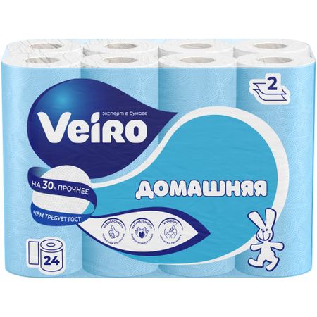 Бумага туалетная домашняя Veiro 2 слоя 24 рулонов белая