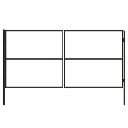 Ворота распашные каркас со столбами 3х1,5 м серые
