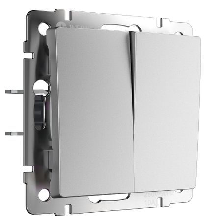 Выключатель Werkel двухклавишный встраиваемый серебряный матовый проходной (a063611)