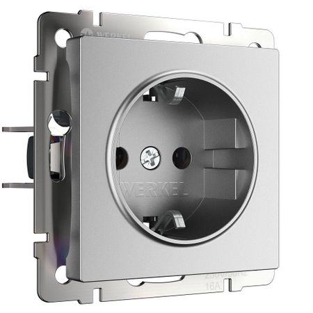 Розетка Werkel встраиваемая серебряная матовая (a063612)