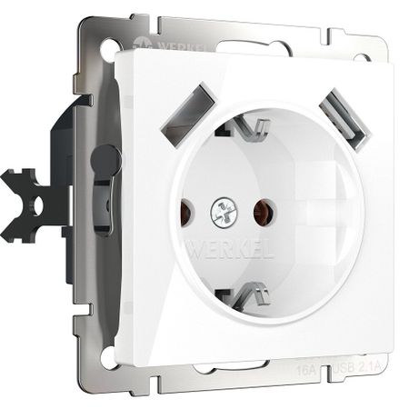 Розетка Werkel встраиваемая белая с 2хUSB-А (a051141) для vw tiguan mk2 2017 2018 2019 2020 2021 передняя приборная панель задняя розетка кондиционера кондиционер вентиляционные отверстия вкладка зажим выбор