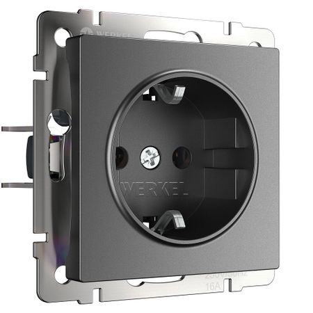 Розетка Werkel встраиваемая графит матовый со шторками (a063104)