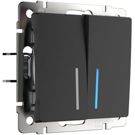 Выключатель Werkel двухклавишный встраиваемый черный матовый проходной с подсветкой (a051598)