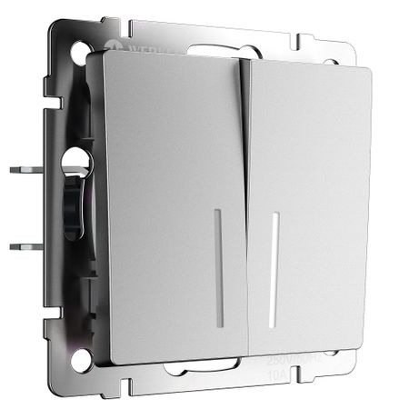 Выключатель Werkel двухклавишный встраиваемый серебряный матовый с подсветкой (a063610)