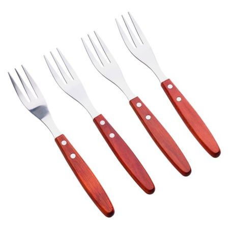 Набор Bergner вилок для стейка, нержавеющая сталь, деревянные ручки 4 шт