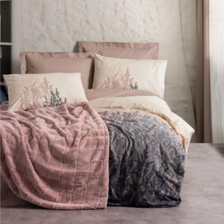 Комплект постельного белья Cotton Box smooth pudra Двуспальный + плед 180х220 см