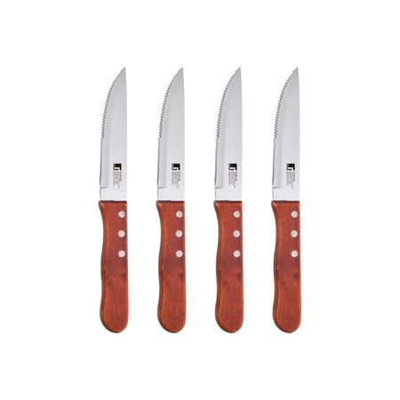 Набор Bergner ножей для стейка нержавеющая сталь, деревянные ручки 4 шт