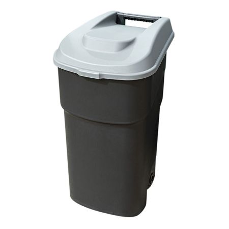 Бак мусорный Econova 90 л пластиковый с крышкой на колесах черный