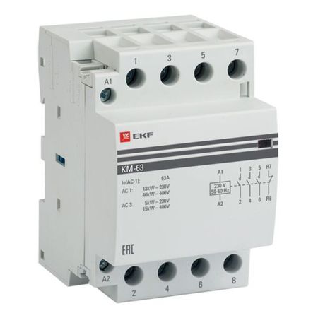 Контактор модульный EKF PROxima КМ 220 В 63 А тип AC 3НО+1НЗ (km-3-63-31)