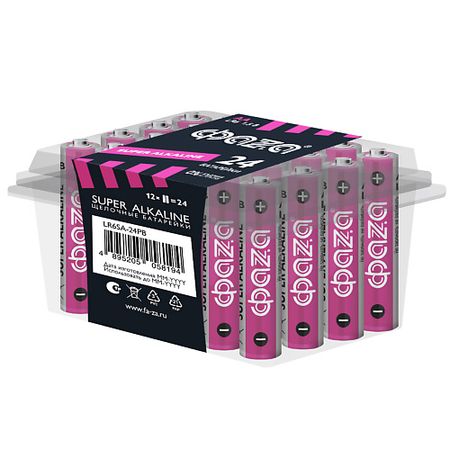 Батарейки ФАZА Батарейки Щелочные Super Alkaline LR 6, PB-24, шб 24 шт. запчасти для