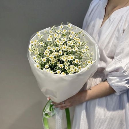 Букет живых цветов МАСТЕРСКАЯ КОРОЛЕВЫ ЛУИЗЫ Монобукет из танацетума 9 шт