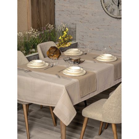 Набор Cotton Box скатерть 155х160 см и дорожка 35х130 см бежевая