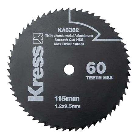 Диск по металлу и алюминию KRESS 60T HSS 115х1,2х9,5 мм