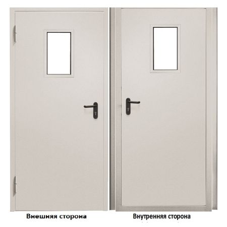 Дверь противопожарная Промет ДПС-EIS-60 со стеклом левая серый RAL 7035 950х2050 мм