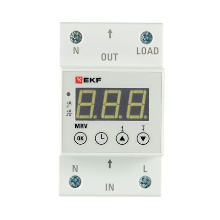 Реле напряжения модульное EKF PROxima 230 В 63 А тип AC с дисплеем (MRV-63A)