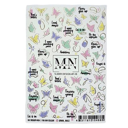 Слайдеры MIW NAILS Слайдеры для ногтей на любой фон Бабочки мини кабошоны бабочки смола 40 шт