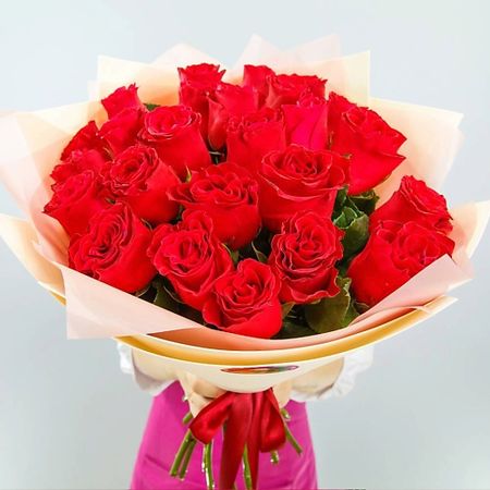 Букет живых цветов МИР ЦВЕТОВ Букет из 25 роз искусственные пионы wqnjin шелк 1 букет 45 см