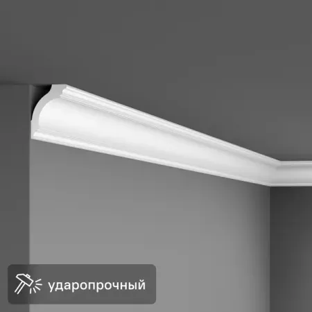 Плинтус потолочный полистирол ударопрочный для натяжного потолка Inspire белый 50x75x2000 мм