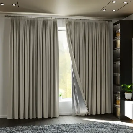 Комплект штор на ленте блэкаут Miamoza Dark 150x250 см цвет бежевый