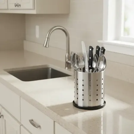 Подставка для приборов 1 отсек Two Dolfins 12х11х13.5 см металл цвет серый силиконовая подставка под чашку в форме кошки