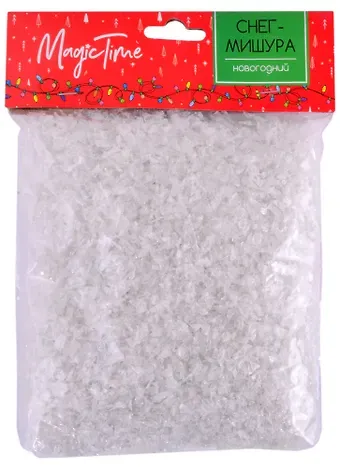 Искусственный снег в пакете (серебристый) (полипропилен) (80 г)
