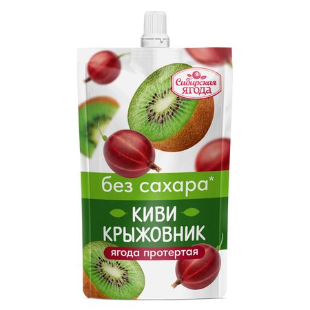 Соус BioNergy Сибирская Ягода киви, крыжовник протертые без сахара дой-пак 250 г